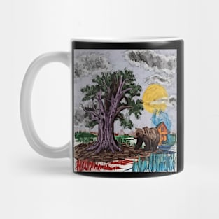 watercolor bear weird tree with house Mug